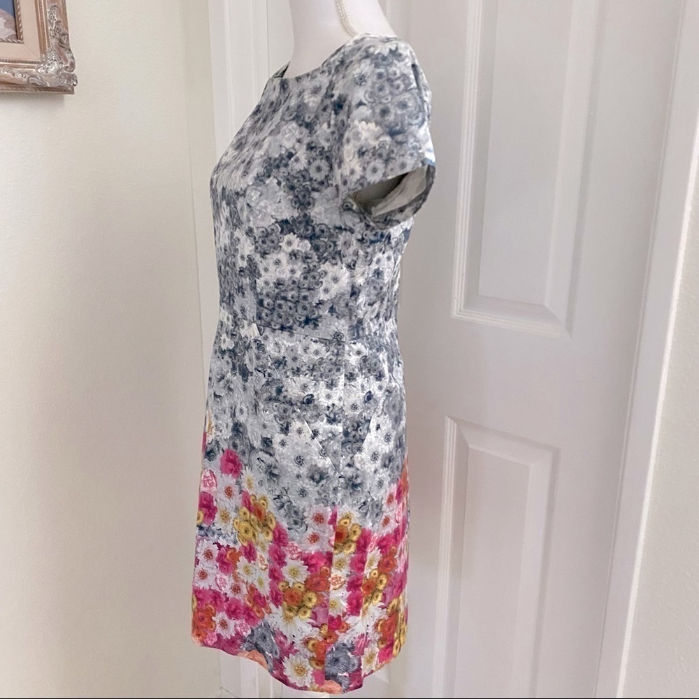 Talbots Grey to Multicolored Floral Sheath Dress Sz 4 - Picture 8 of 10